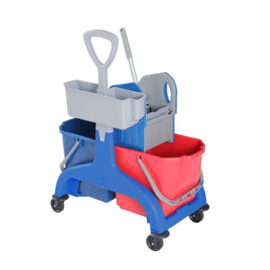 Chariot à 2 seaux avec presse et panier latérale