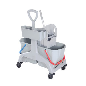 Chariot à 2 seaux compact avec presse et panier latéral économique