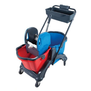 Chariot à 2 seaux avec presse et panier